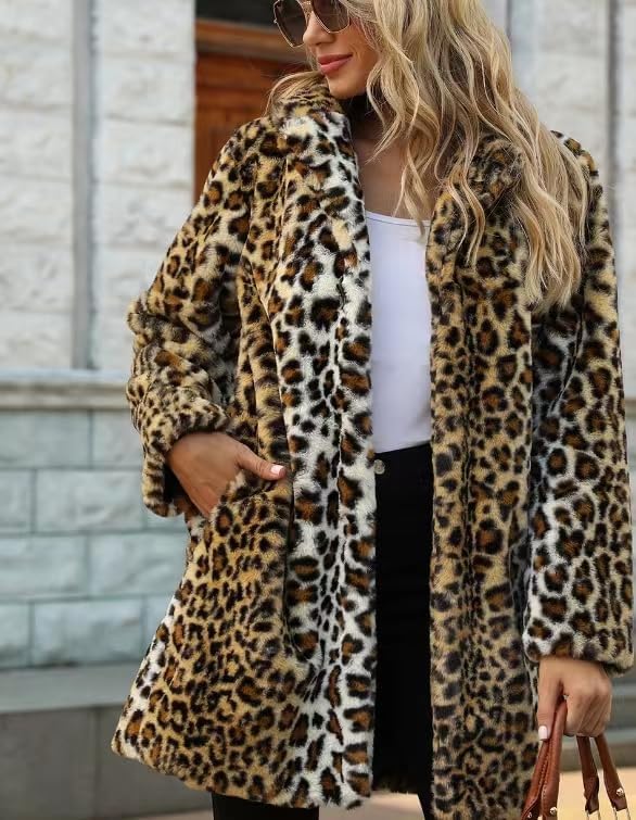 Womens Winter Warm Lapel Faux Fur With Inner Lining & Buttons Coats - Image 2