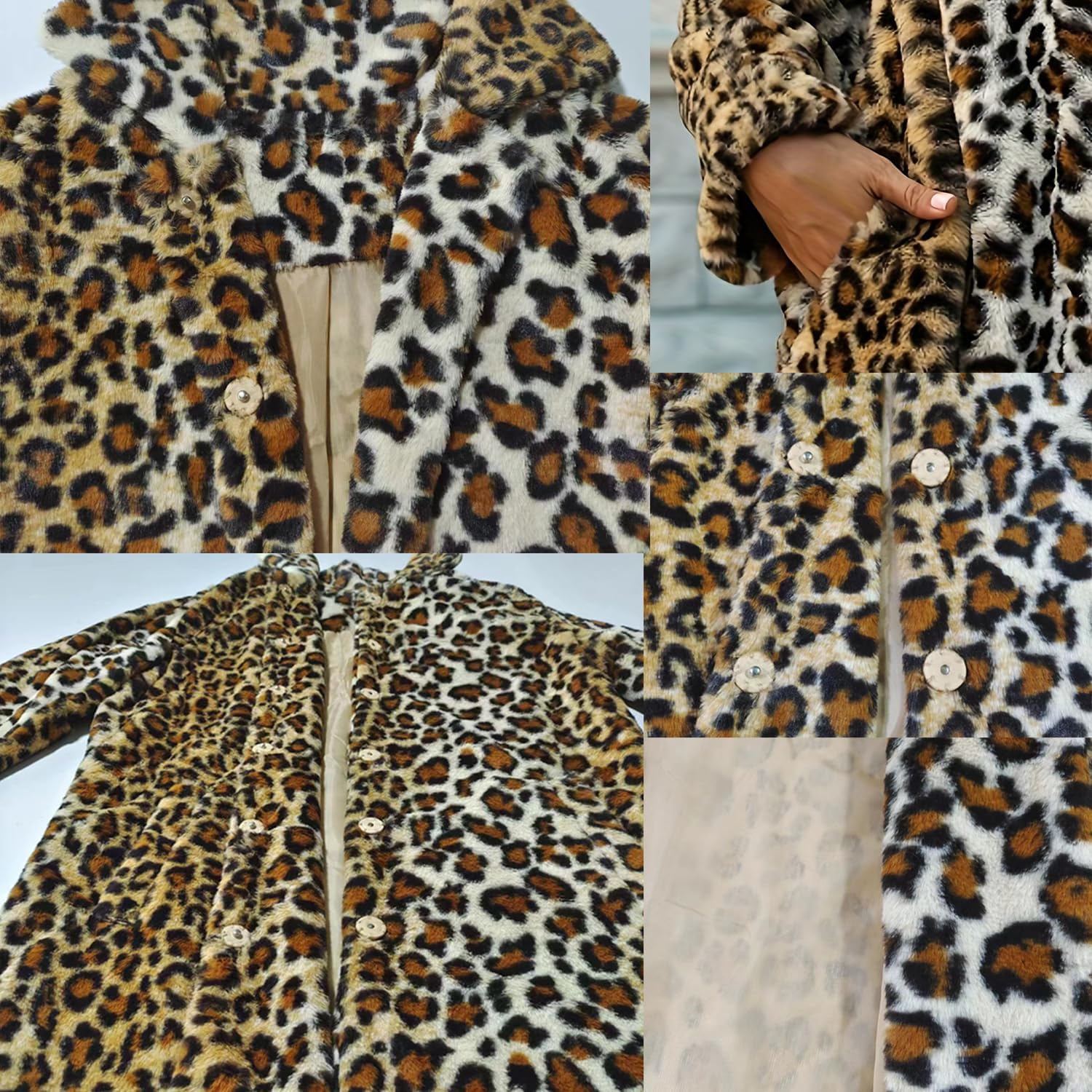 Womens Winter Warm Lapel Faux Fur With Inner Lining & Buttons Coats - Image 4